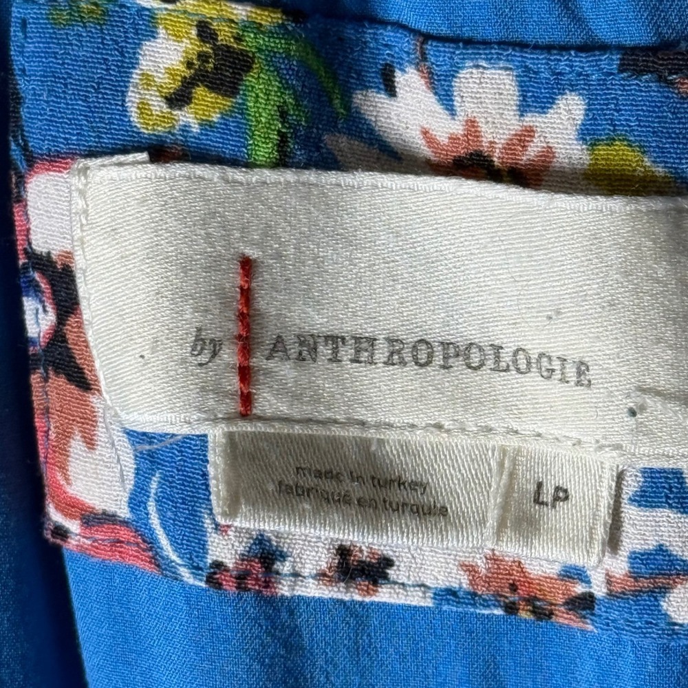 Anthropologie Robin Tiered Mini Dress LP Blue Green Floral Boho Cottagecore - Picture 3 of 11